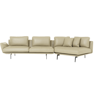 Кожен ъглов диван GRAM LUX - крем