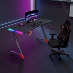 Геймърско бюро No brand D2209, 4 в 1, RGB, Черен - 74001